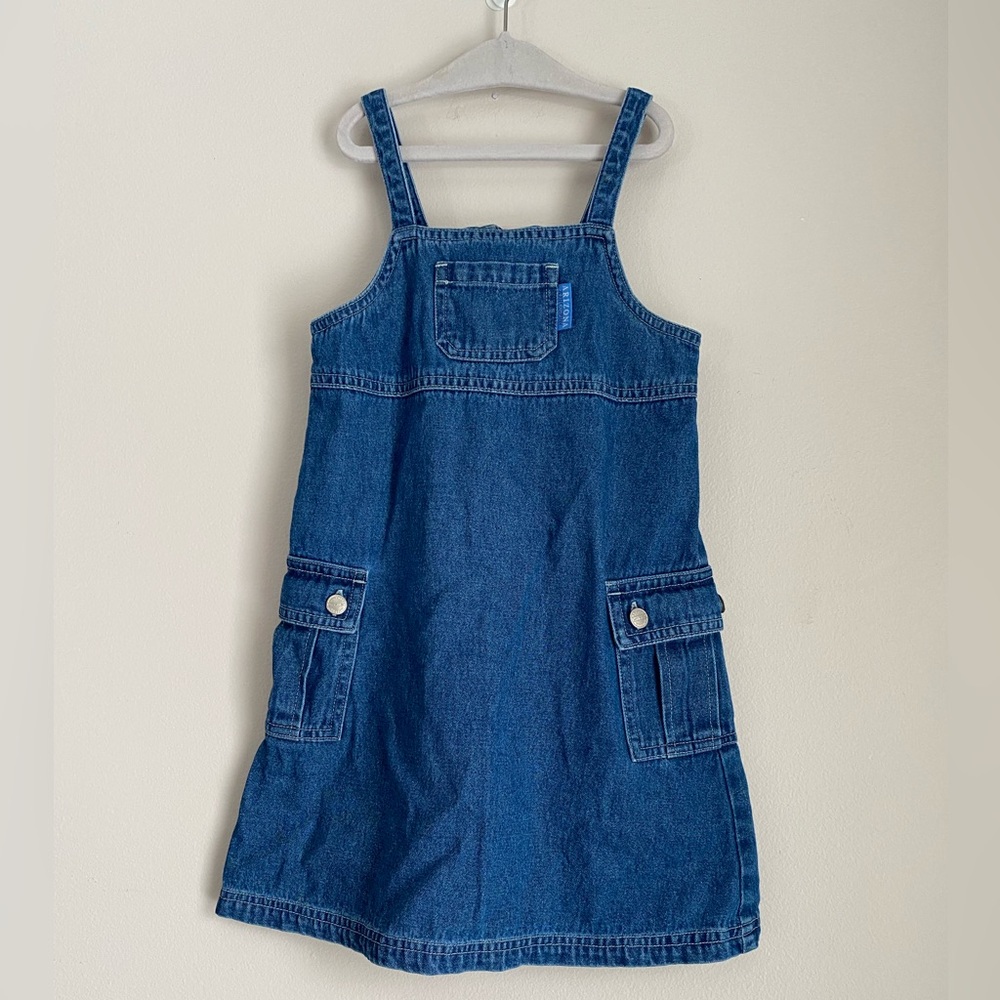 Vintage Arizona Jeans toddler denim dress overall style size 5 100% cotton